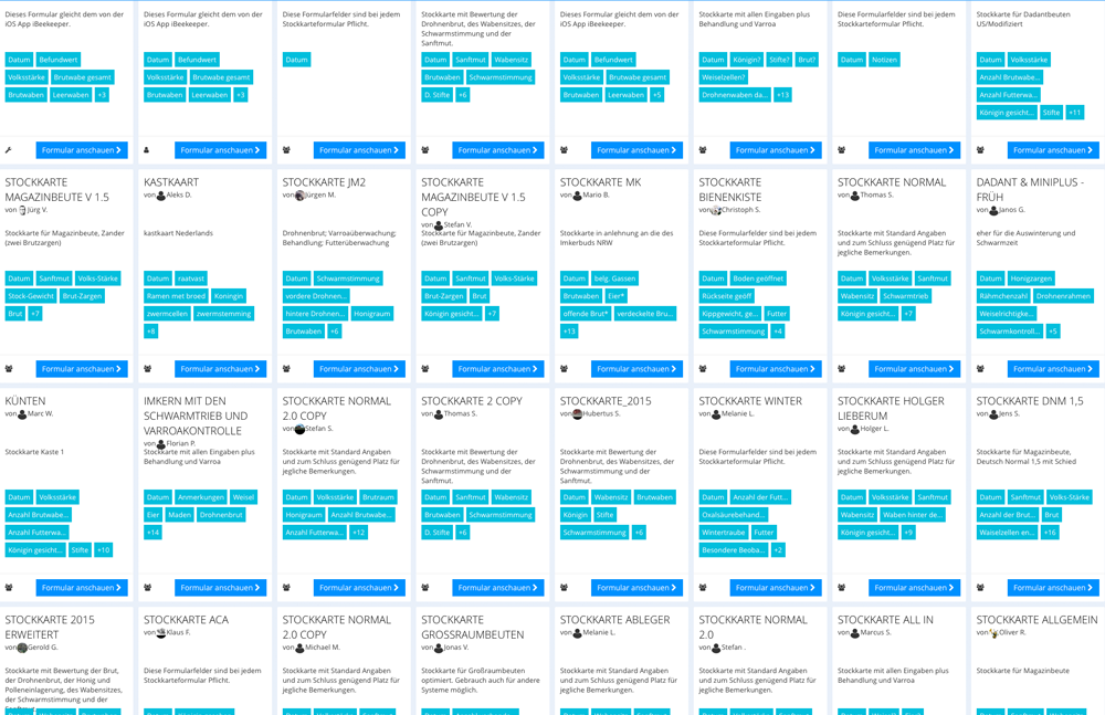 Auswahl an Stockkartenformulare Auswahl an Stockkartenformulare